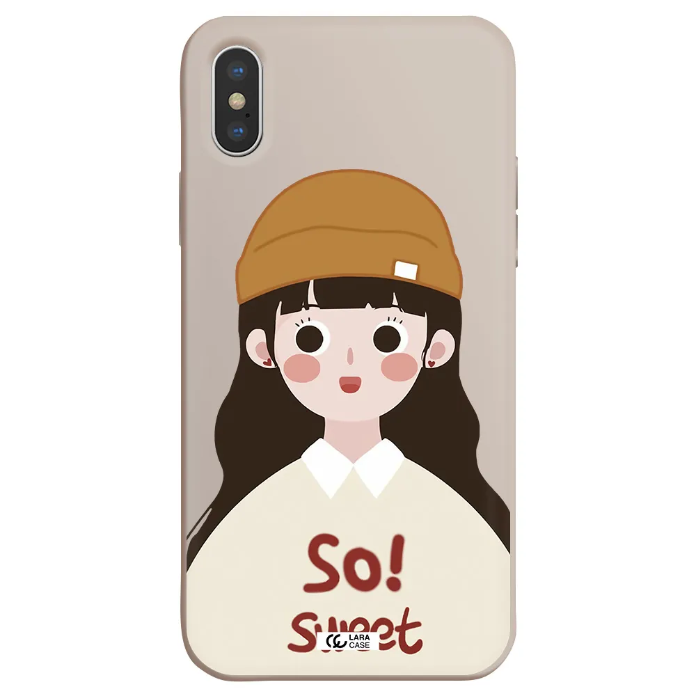 a cartoon of a girl with brown hair Apple iPhone X Silicone Stone Case
