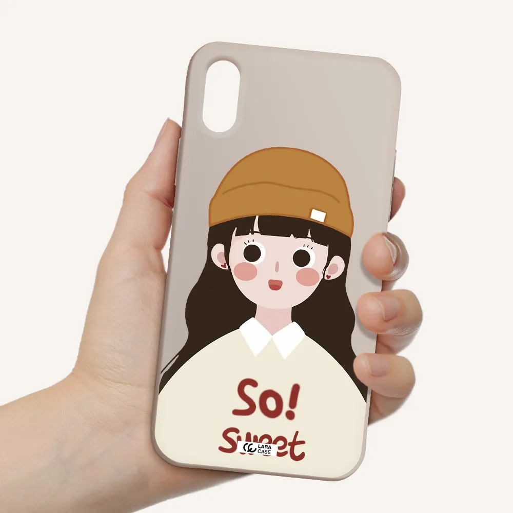 a cartoon of a girl with brown hair Apple iPhone X Silicone Stone Case
