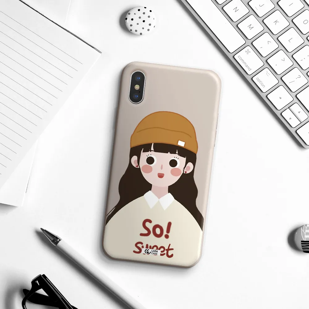 a cartoon of a girl with brown hair Apple iPhone X Silicone Stone Case