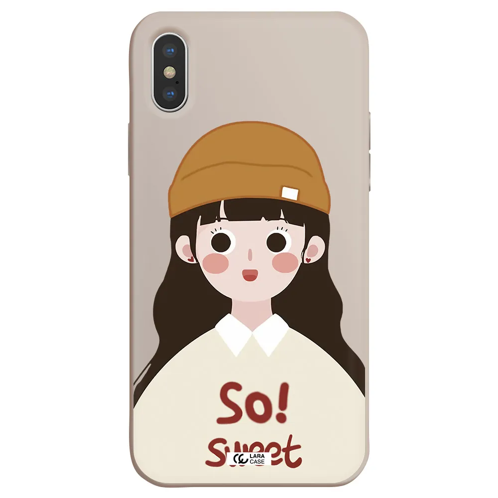 a cartoon of a girl with brown hair Apple iPhone XS Silicone Stone Case