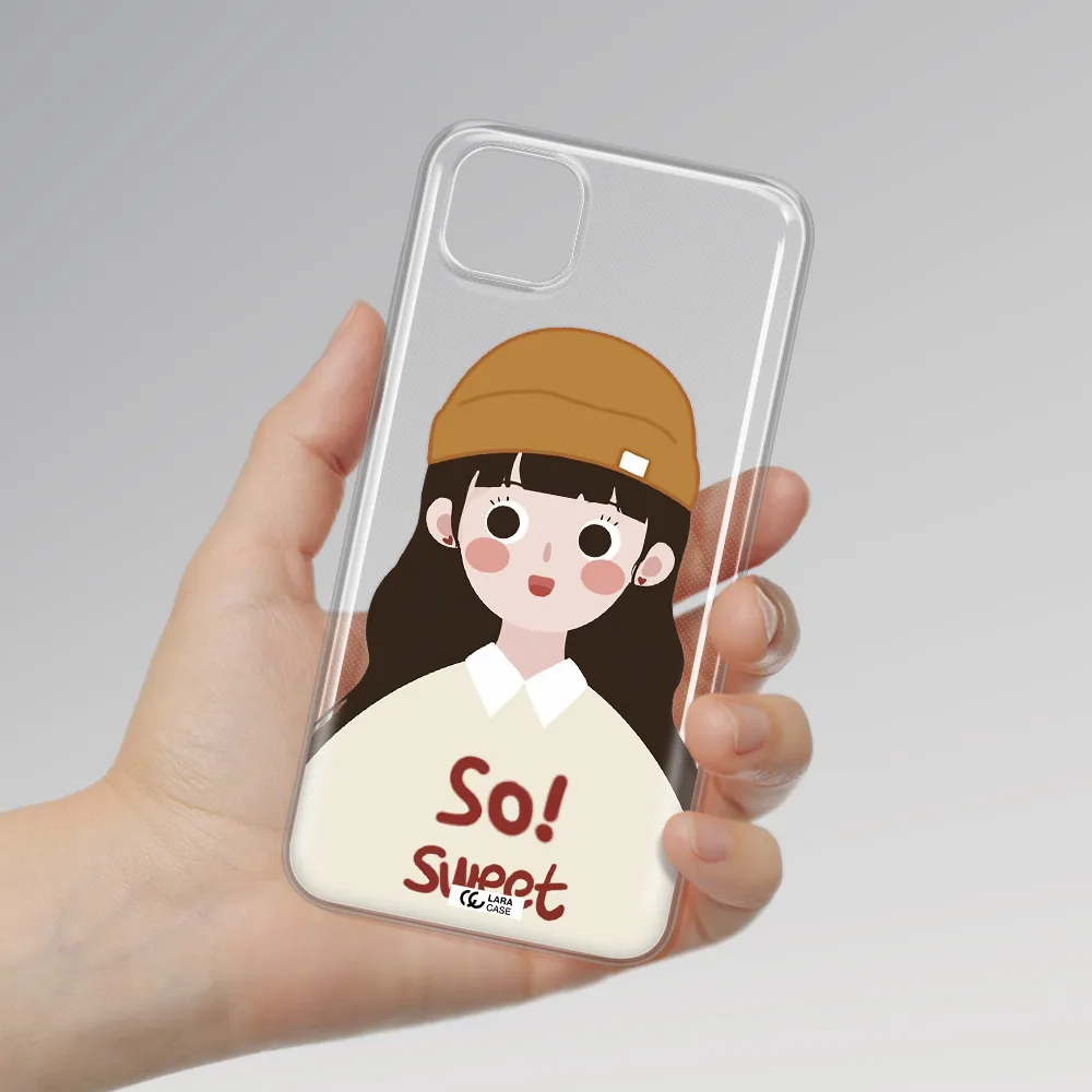 a cartoon of a girl with brown hair Huawei Honor 9S Clear TPU Case