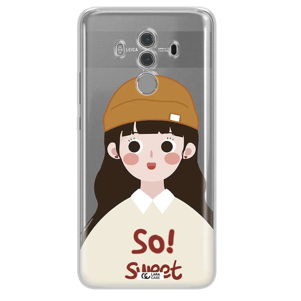 a cartoon of a girl with brown hair Huawei Mate 10 Pro Clear TPU Case