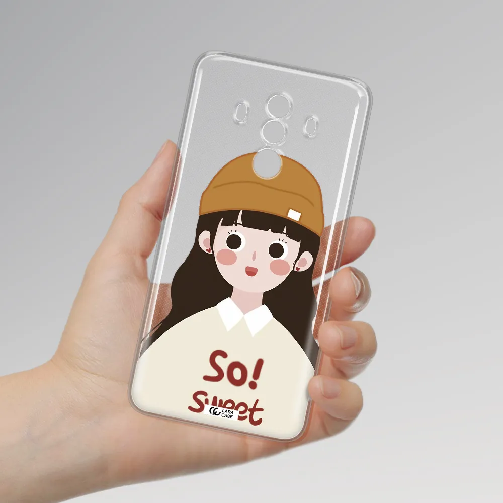 a cartoon of a girl with brown hair Huawei Mate 10 Pro Clear TPU Case