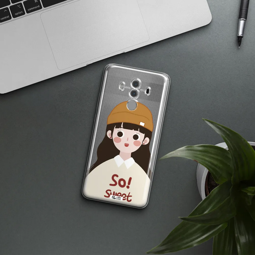a cartoon of a girl with brown hair Huawei Mate 10 Pro Clear TPU Case