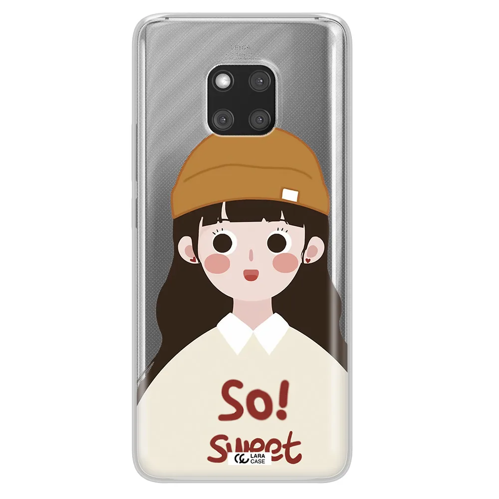a cartoon of a girl with brown hair Huawei Mate 20 Pro Clear TPU Case