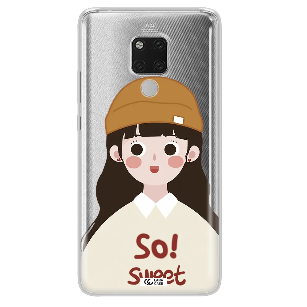 a cartoon of a girl with brown hair Huawei Mate 20X Clear TPU Case