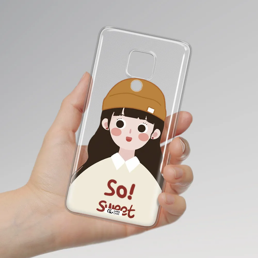 a cartoon of a girl with brown hair Huawei Mate 20X Clear TPU Case