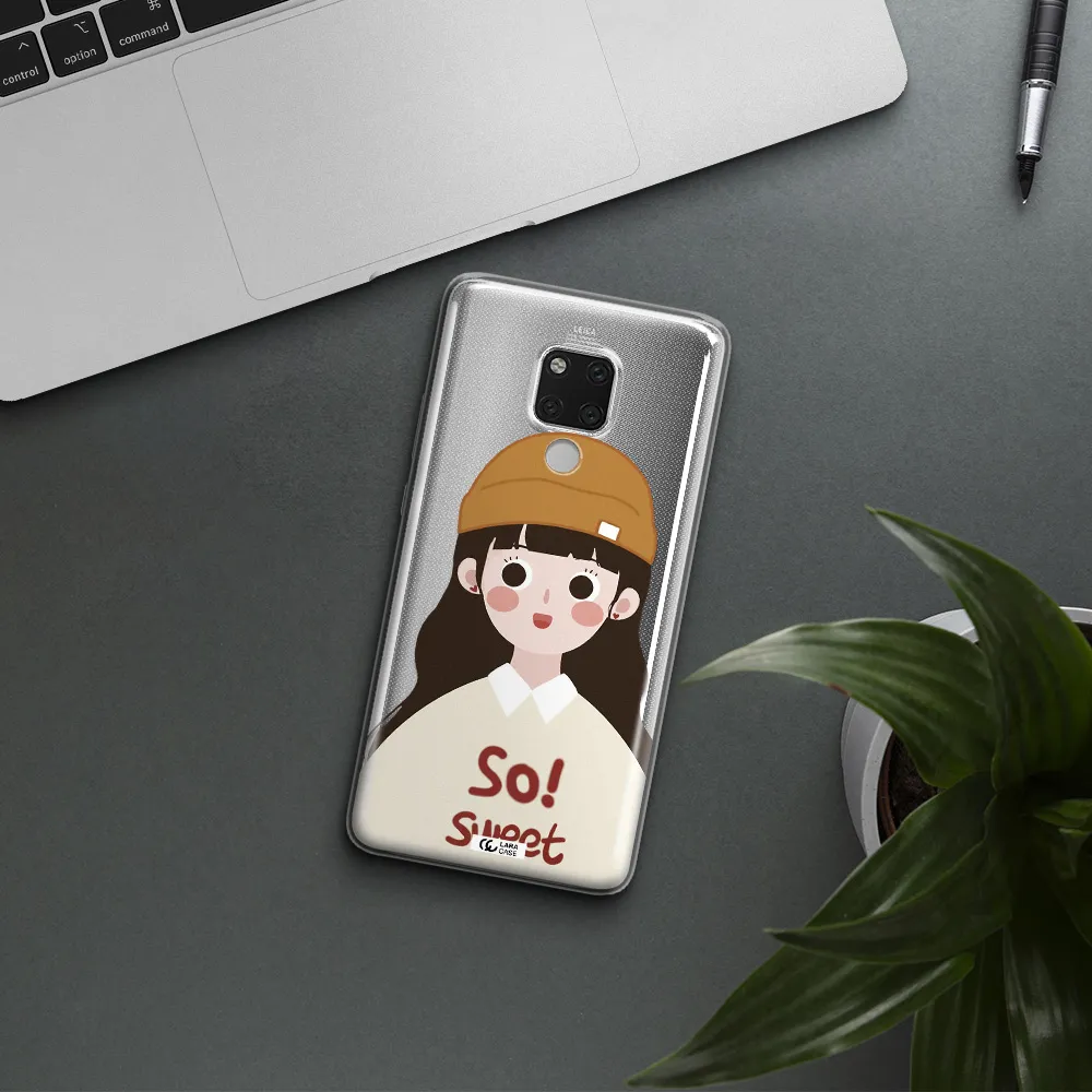 a cartoon of a girl with brown hair Huawei Mate 20X Clear TPU Case