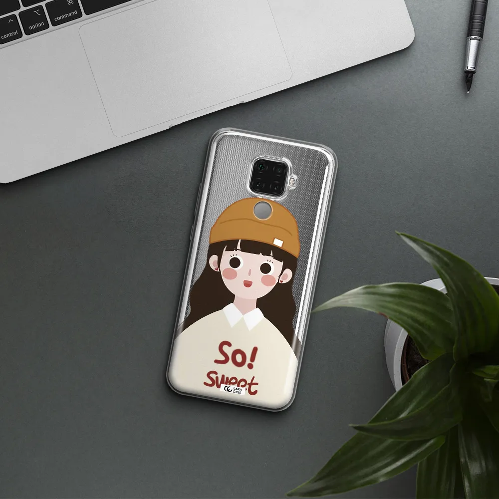a cartoon of a girl with brown hair Huawei Mate 30 Lite Clear TPU Case