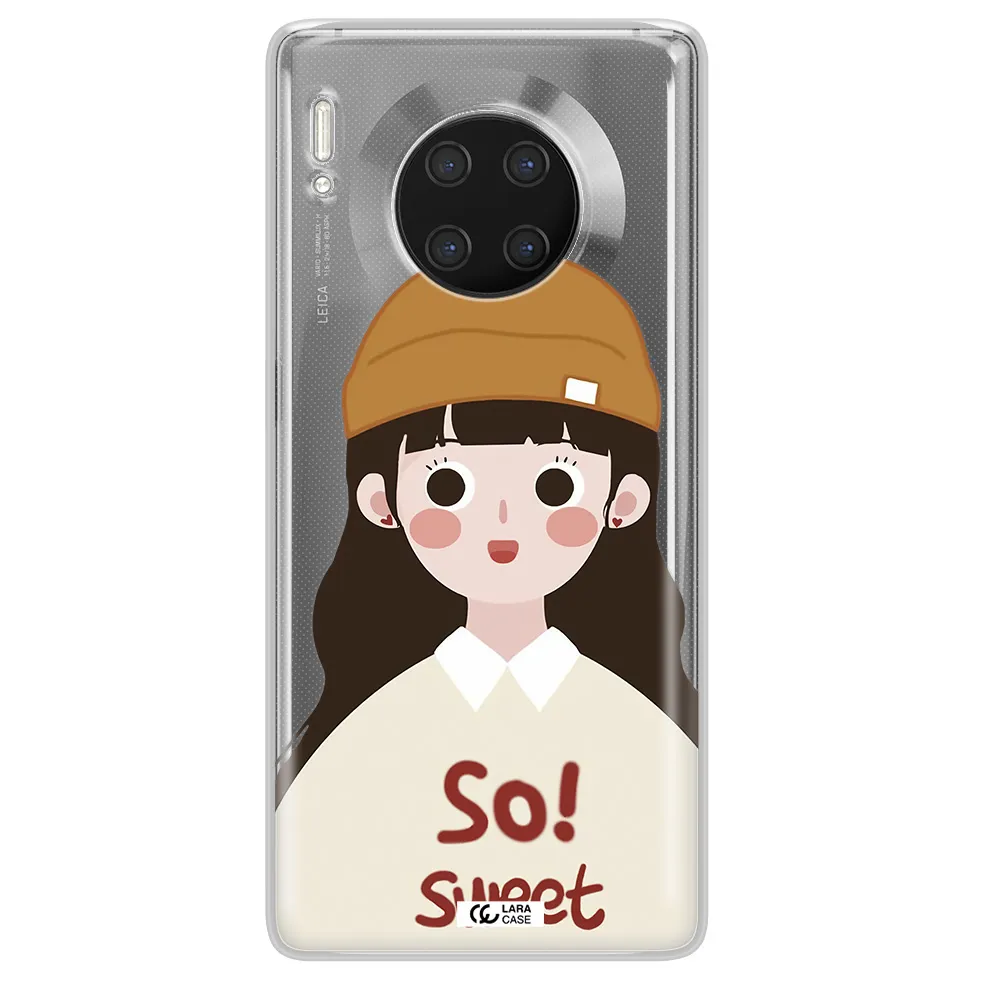 a cartoon of a girl with brown hair Huawei Mate 30 Pro Clear TPU Case