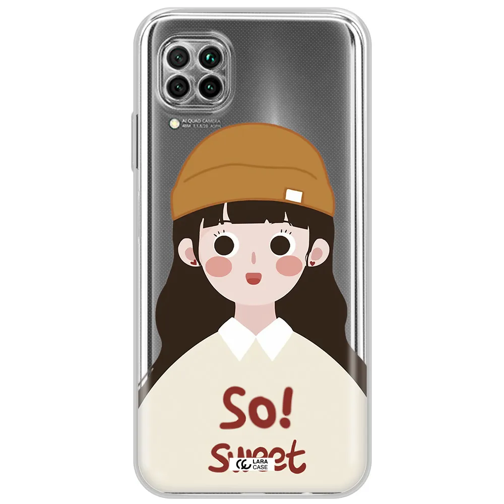 A Cartoon Of A Girl With Brown Hair Huawei Nova 7I Clear Tpu Case