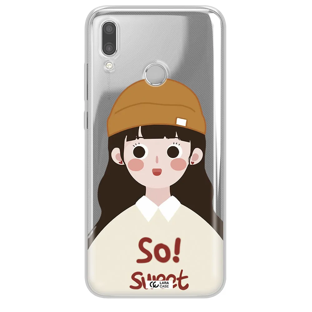 a cartoon of a girl with brown hair Huawei P Smart 2019 Clear TPU Case