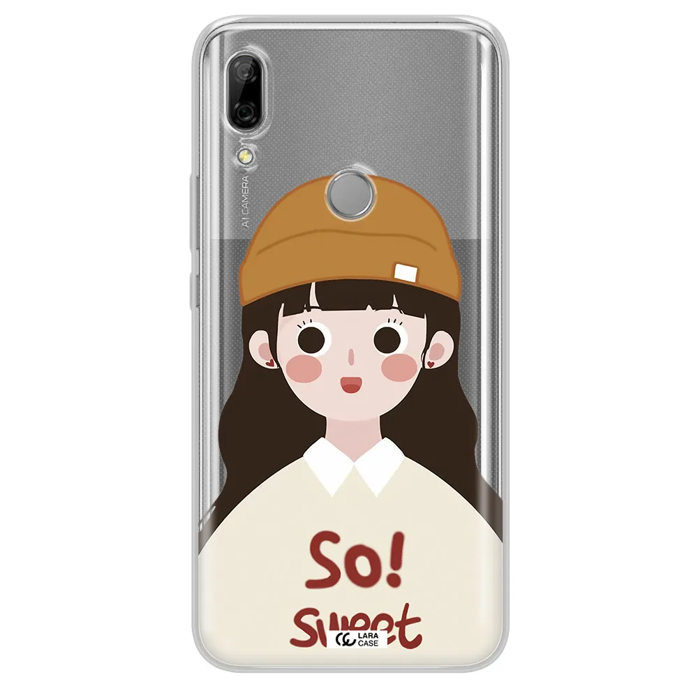 a cartoon of a girl with brown hair Huawei P Smart Z Clear TPU Case