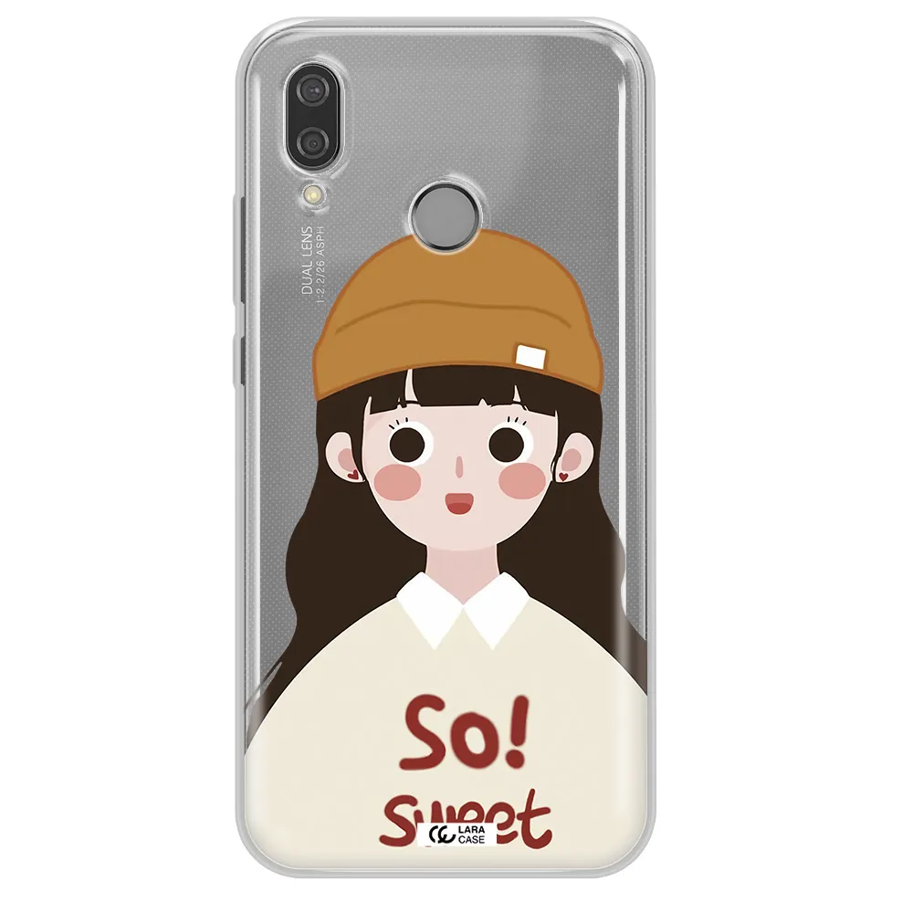 a cartoon of a girl with brown hair Huawei P20 Lite Clear TPU Case