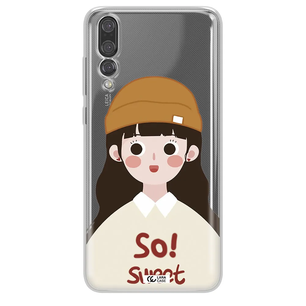 a cartoon of a girl with brown hair Huawei P20 Pro Clear TPU Case