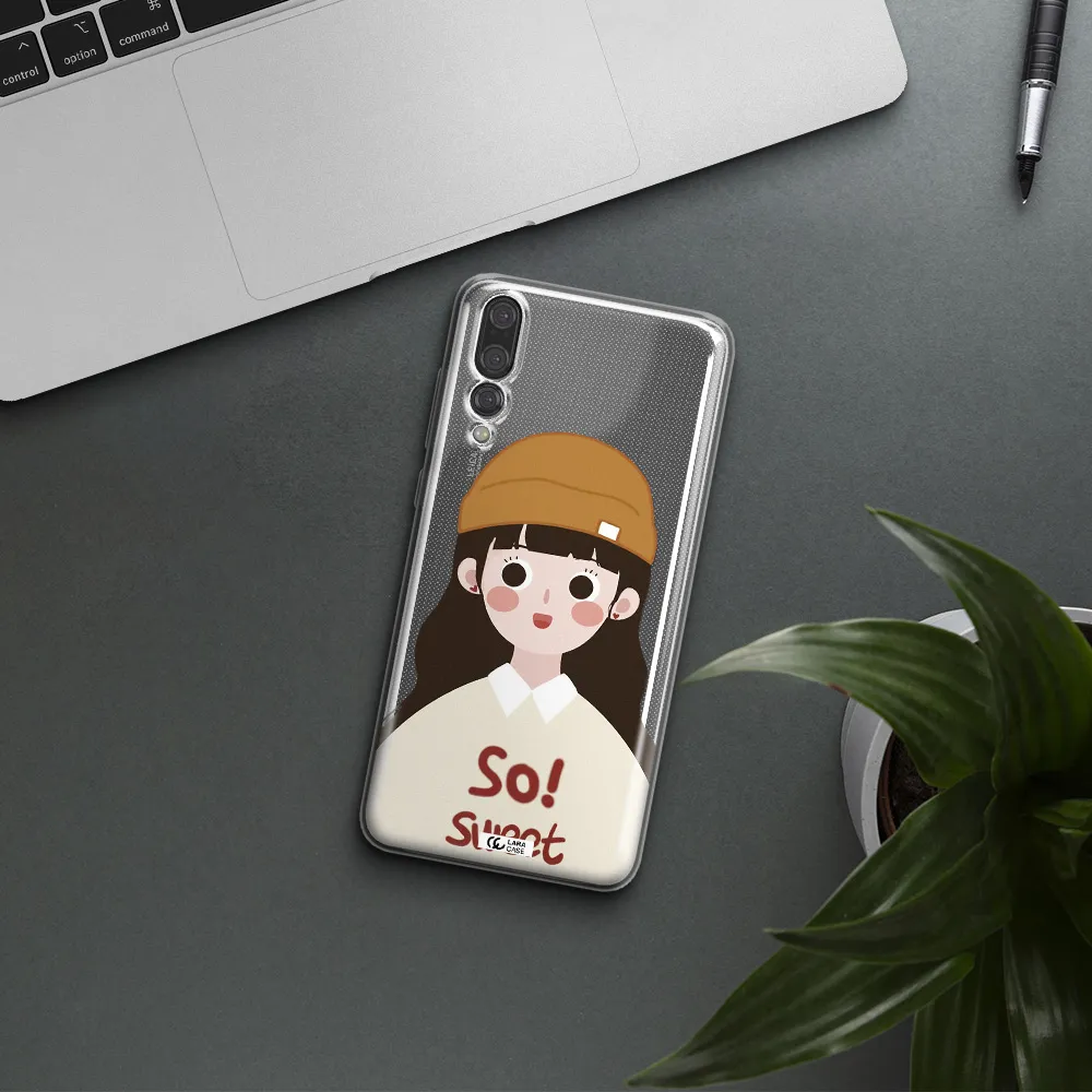 a cartoon of a girl with brown hair Huawei P20 Pro Clear TPU Case