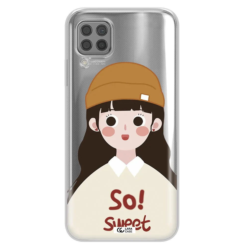 a cartoon of a girl with brown hair Huawei P40 Lite Clear TPU Case