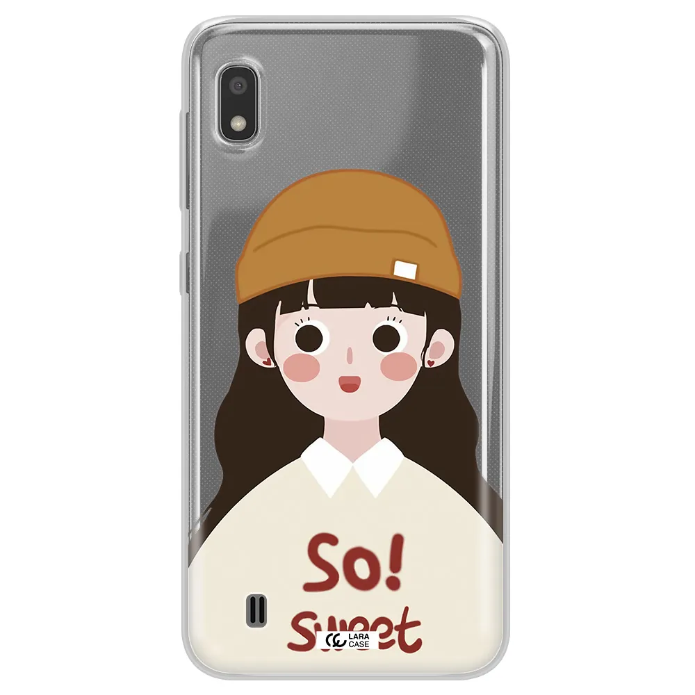 a cartoon of a girl with brown hair Samsung A10 Clear TPU Case