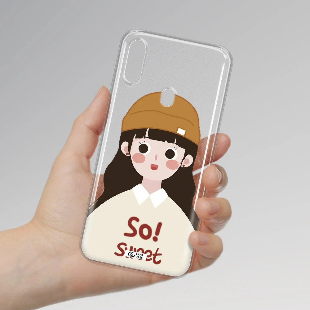 a cartoon of a girl with brown hair Samsung A11 Clear TPU Case