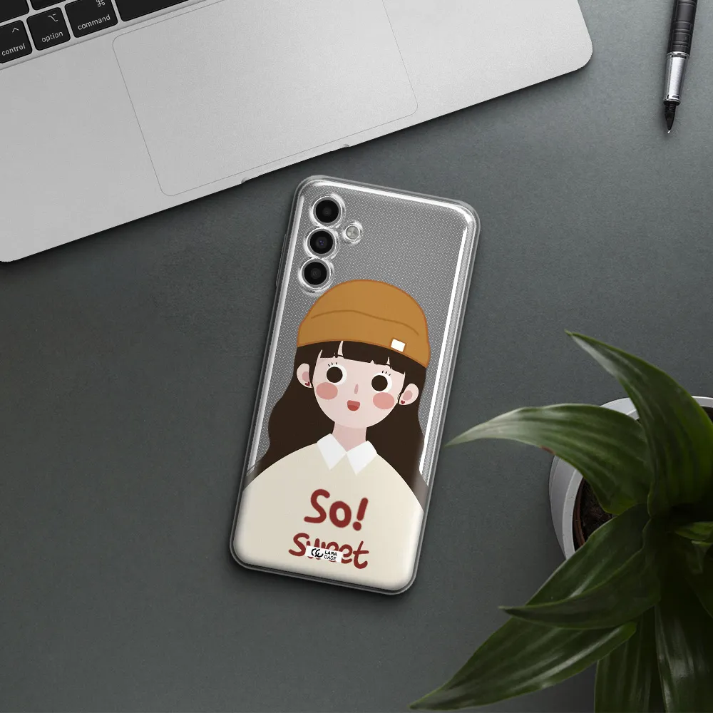 A Cartoon Of A Girl With Brown Hair Samsung A13 5G Clear Tpu Case