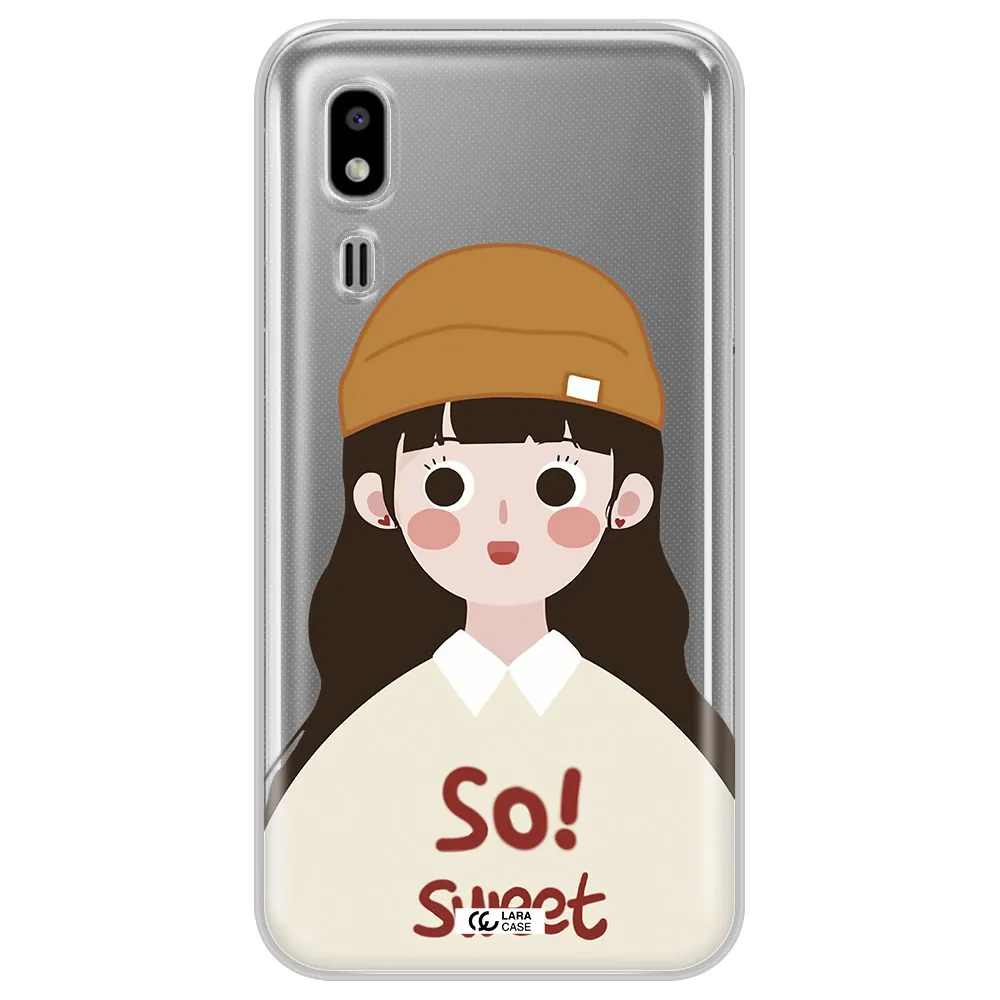 a cartoon of a girl with brown hair Samsung A2 Core Clear TPU Case