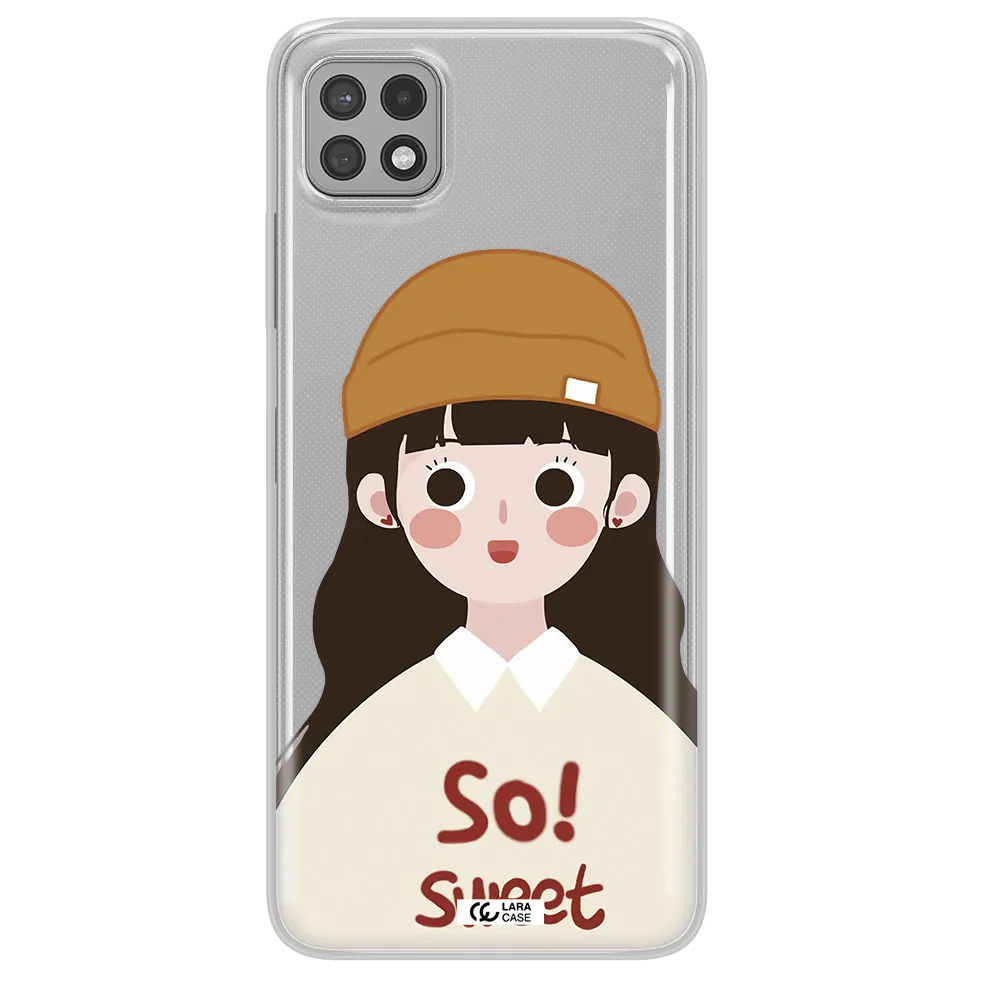 a cartoon of a girl with brown hair Samsung A22 5g Clear TPU Case