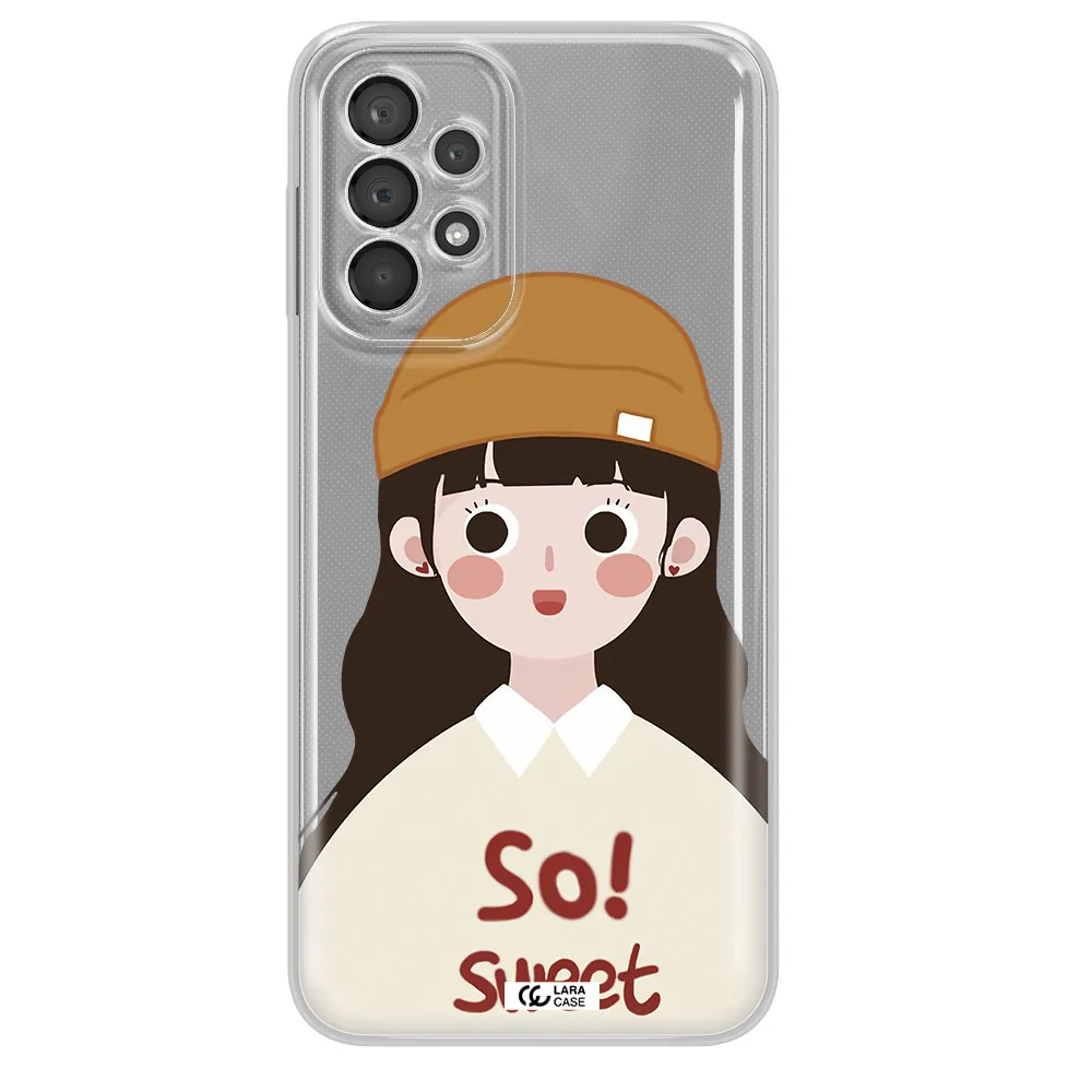A Cartoon Of A Girl With Brown Hair Samsung A23 5G Clear Tpu Case