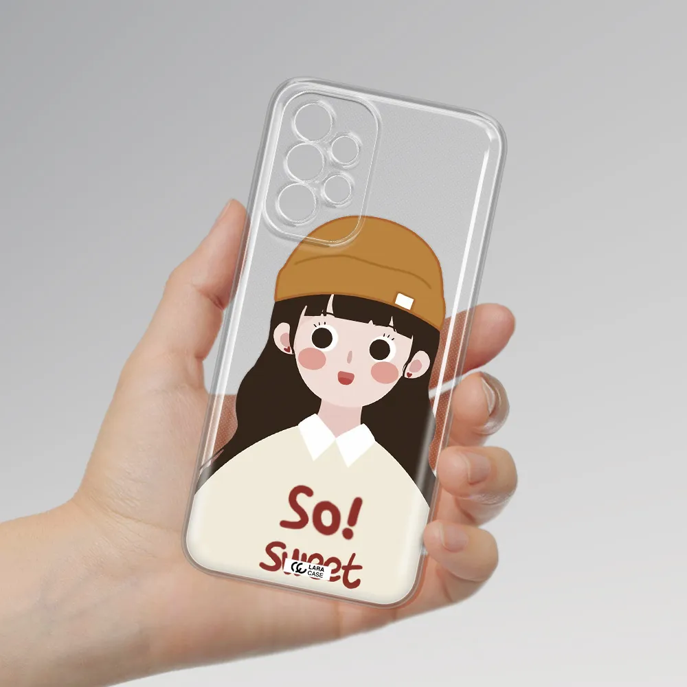 A Cartoon Of A Girl With Brown Hair Samsung A23 5G Clear Tpu Case