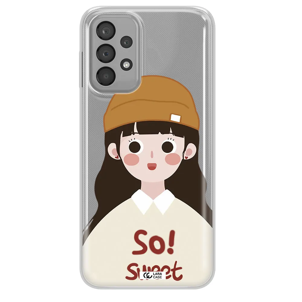 a cartoon of a girl with brown hair Samsung A33 Clear TPU Case
