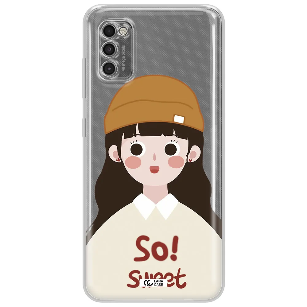 A Cartoon Of A Girl With Brown Hair Samsung A41 Clear Tpu Case