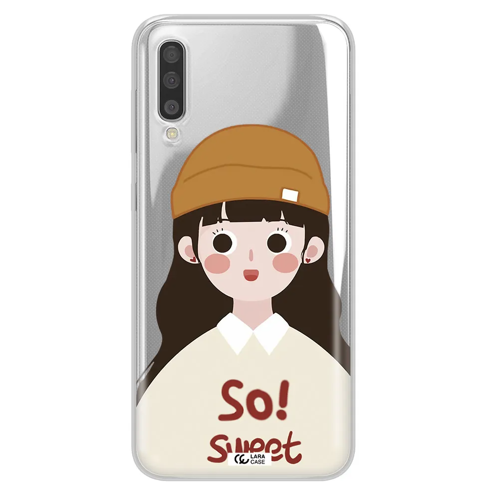 A Cartoon Of A Girl With Brown Hair Samsung A50S Clear Tpu Case