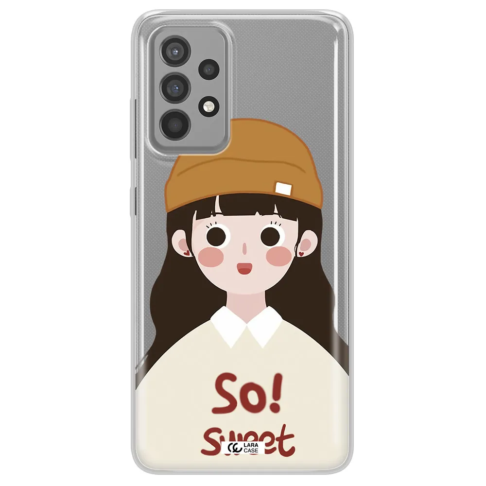 a cartoon of a girl with brown hair Samsung A52 Clear TPU Case