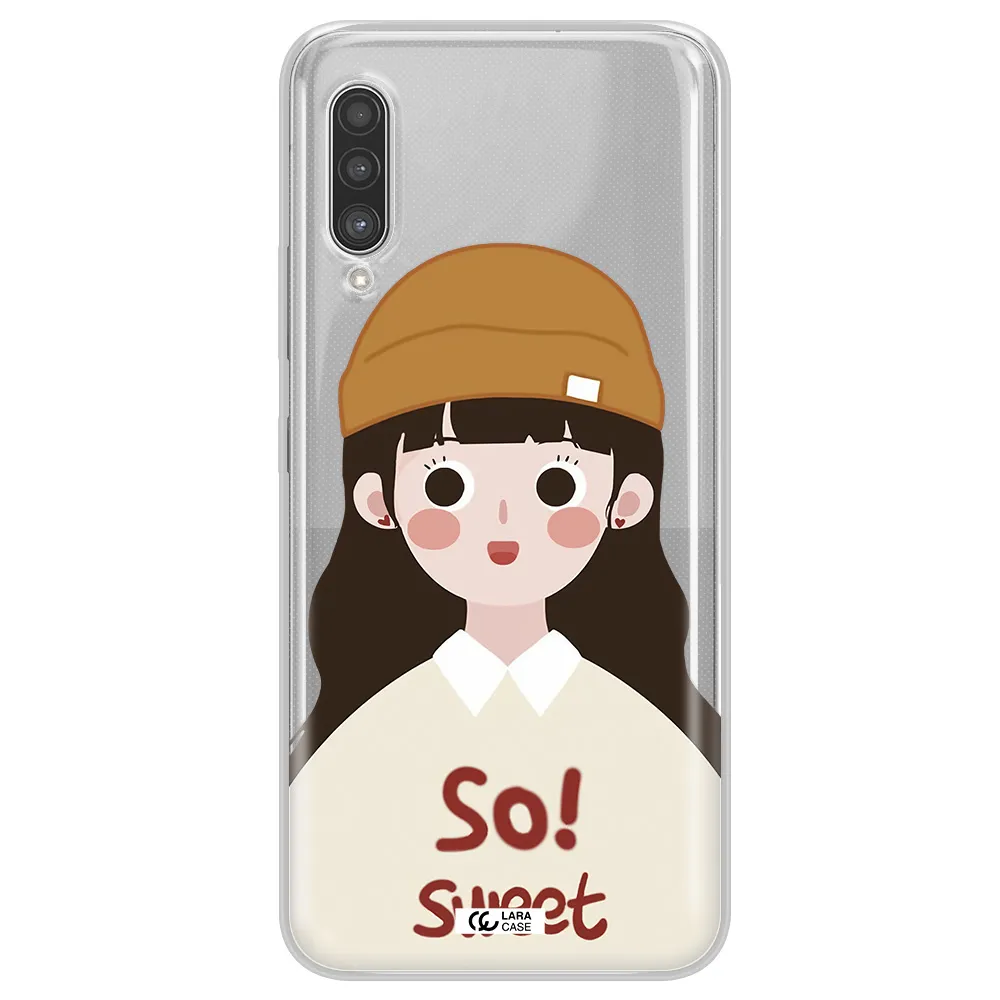 a cartoon of a girl with brown hair Samsung A90 Clear TPU Case