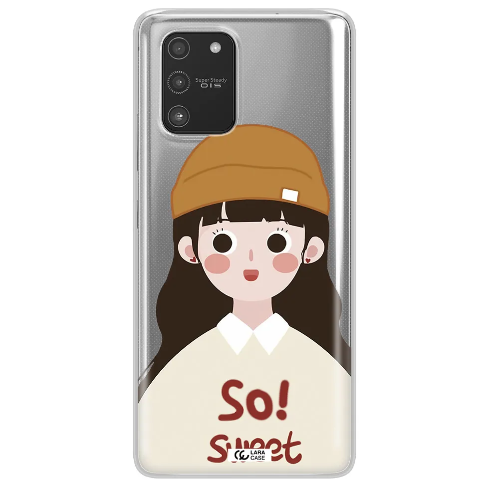 a cartoon of a girl with brown hair Samsung A91 Clear TPU Case