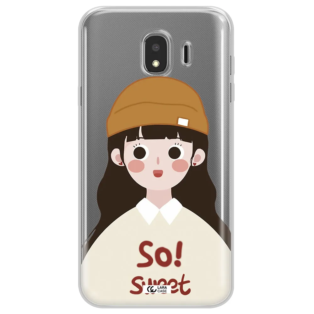 a cartoon of a girl with brown hair Samsung J4 Clear TPU Case