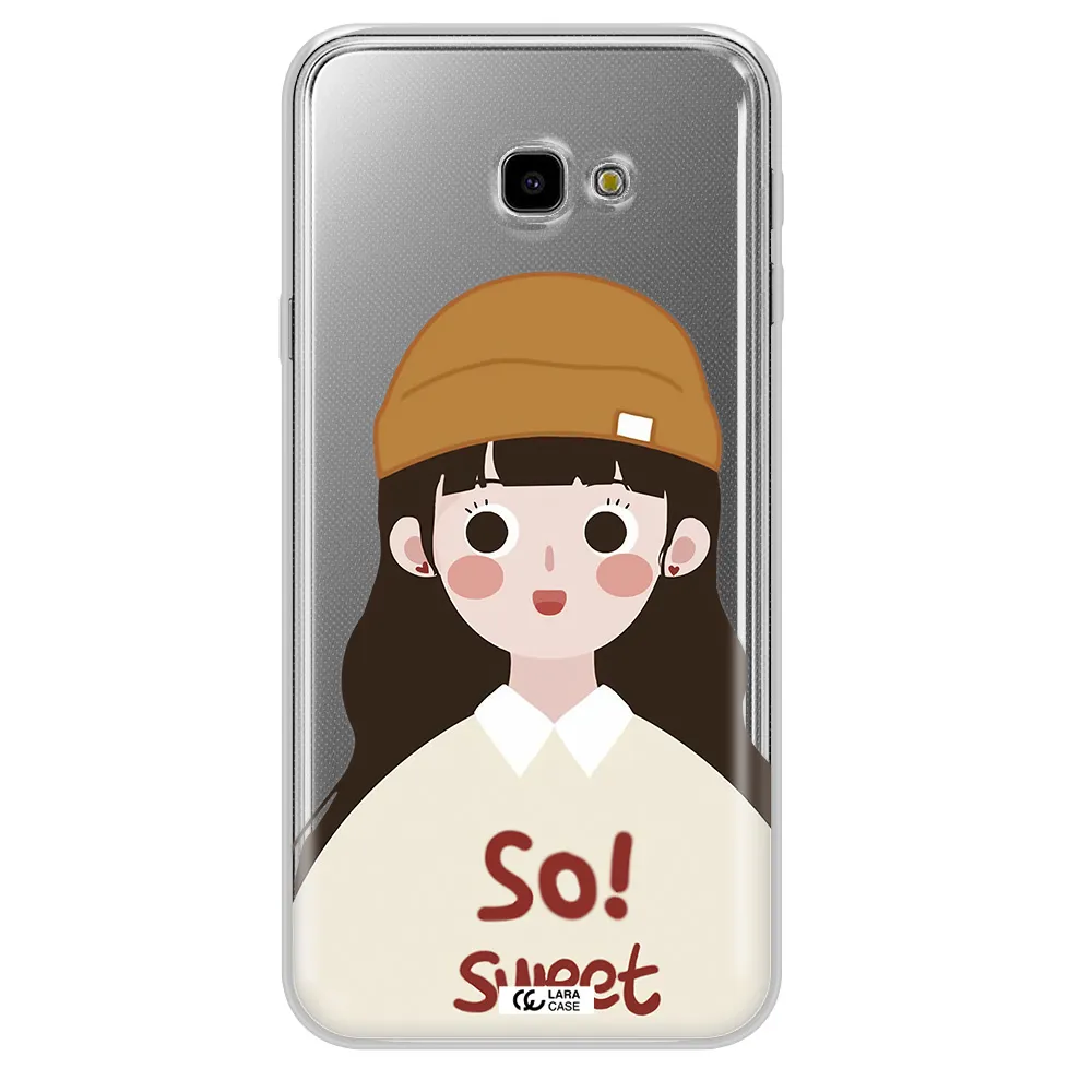 a cartoon of a girl with brown hair Samsung J4 Plus Clear TPU Case
