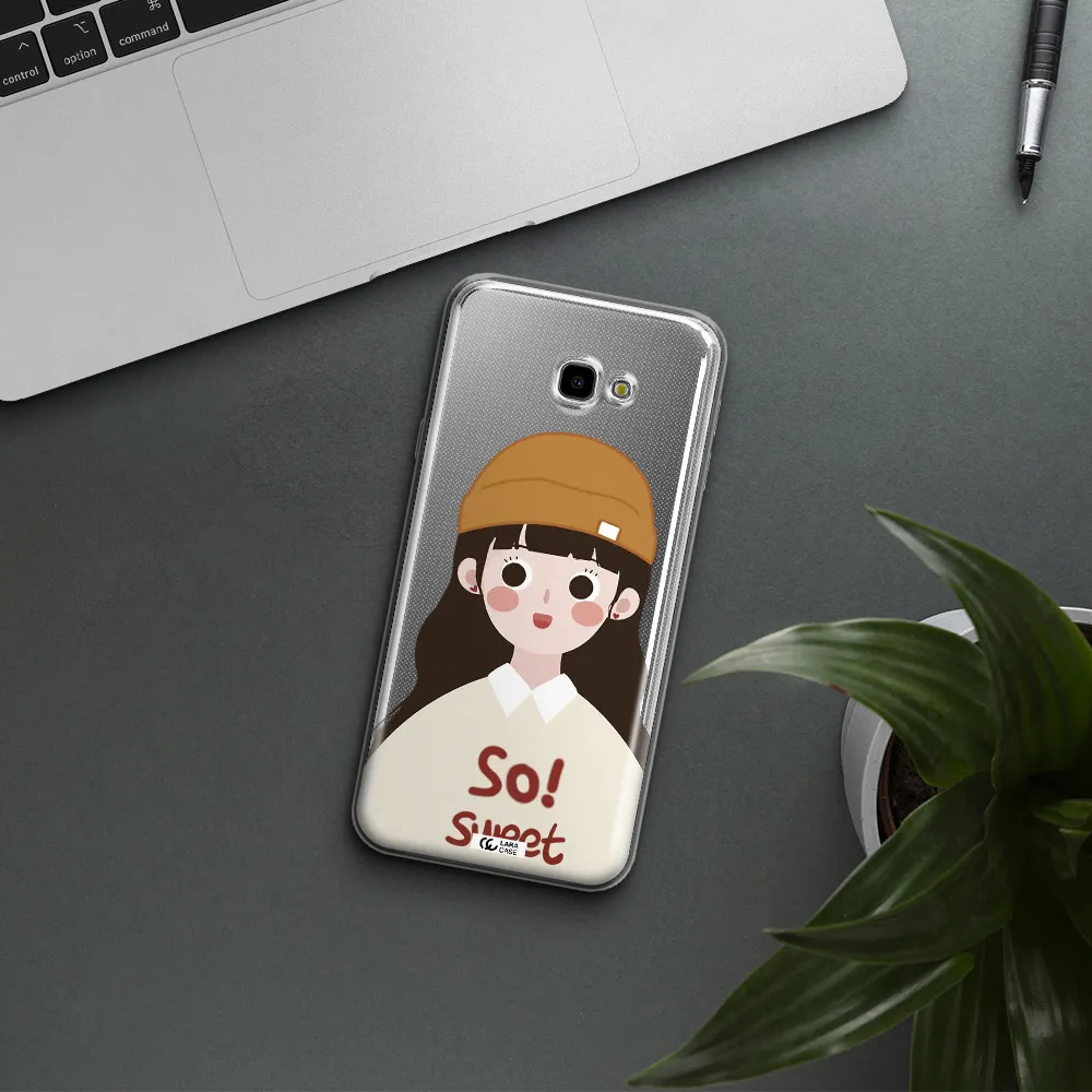 a cartoon of a girl with brown hair Samsung J4 Plus Clear TPU Case