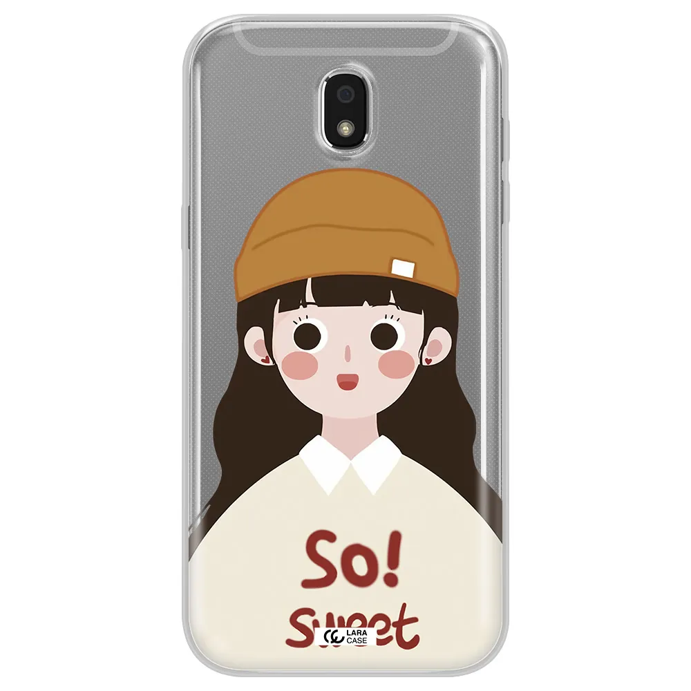 a cartoon of a girl with brown hair Samsung J5 2017 Clear TPU Case