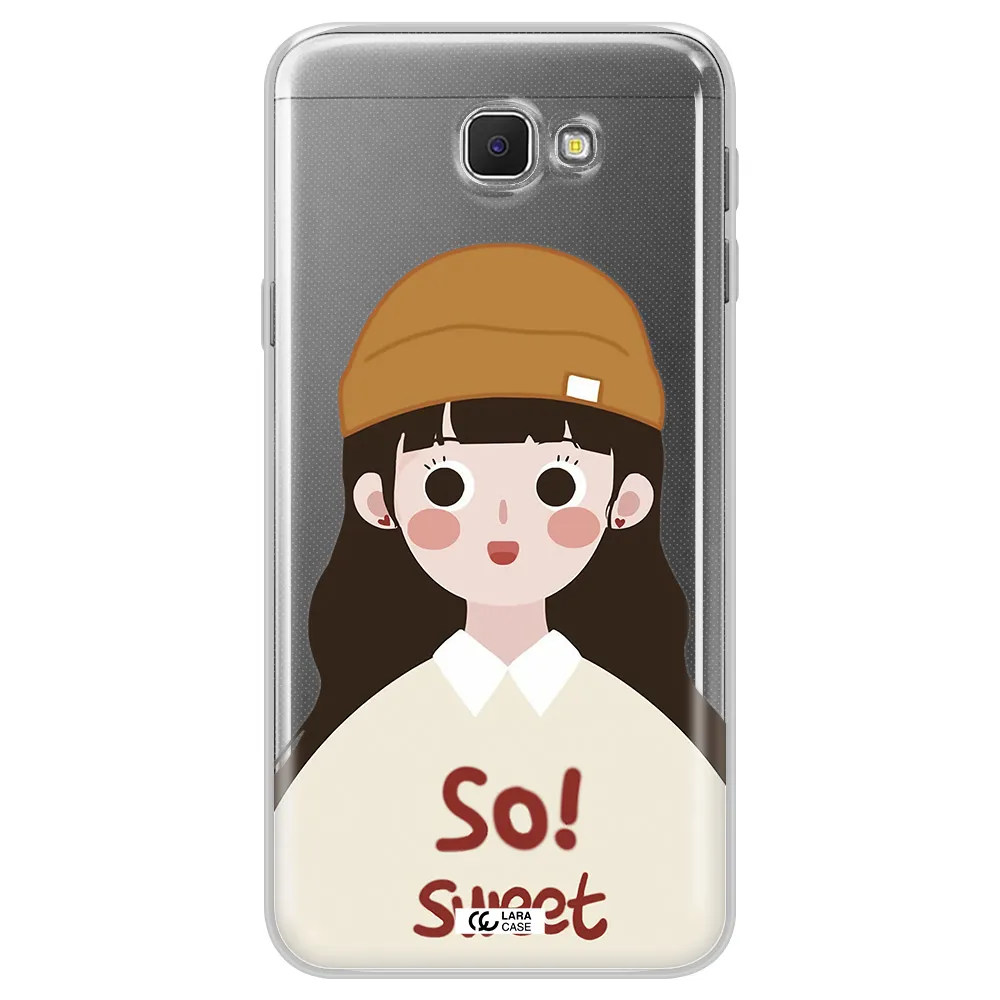 a cartoon of a girl with brown hair Samsung J5 Prime Clear TPU Case