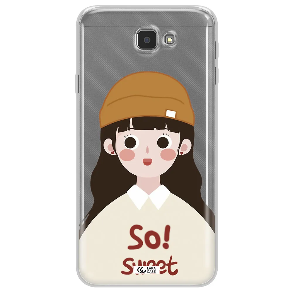 a cartoon of a girl with brown hair Samsung J7 Prim Clear TPU Case