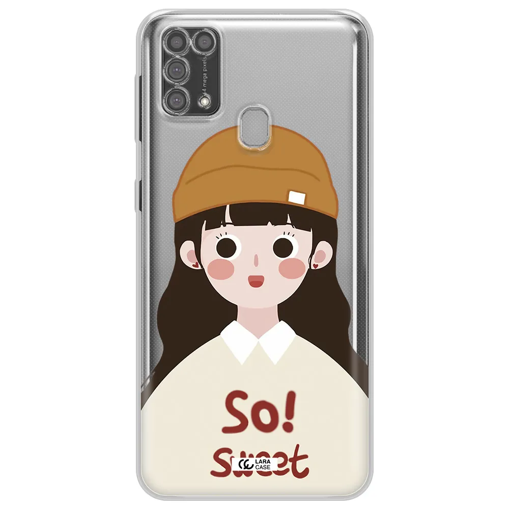 a cartoon of a girl with brown hair Samsung M31 Clear TPU Case