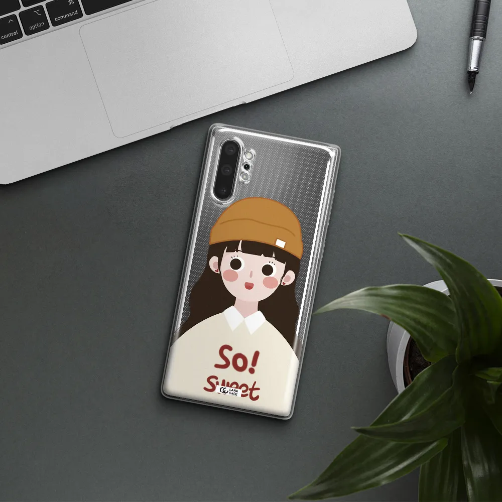 a cartoon of a girl with brown hair Samsung Note 10 Plus Clear TPU Case