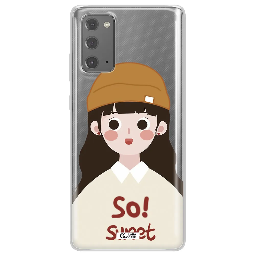 a cartoon of a girl with brown hair Samsung Note 20 Clear TPU Case