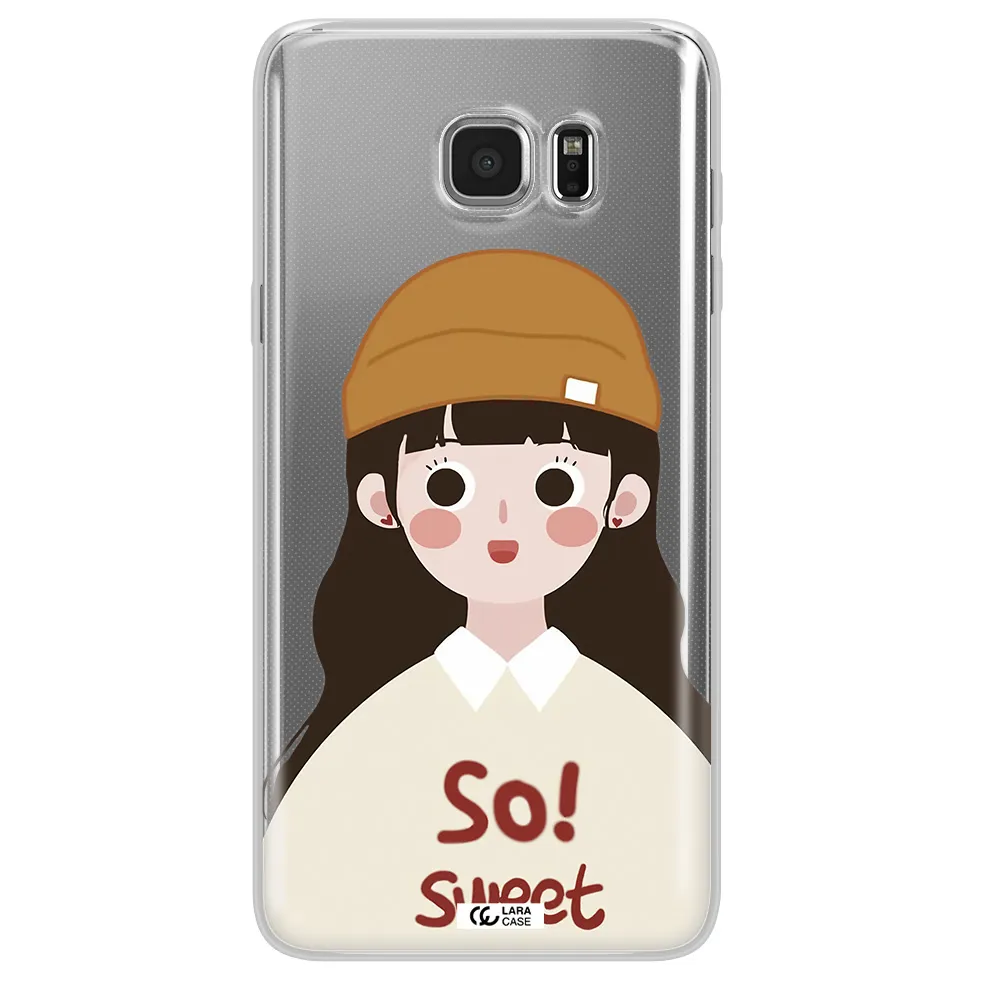 a cartoon of a girl with brown hair Samsung Note 5 Clear TPU Case