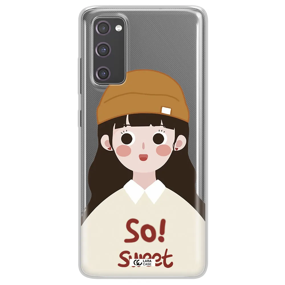 a cartoon of a girl with brown hair Samsung S20 Fe Clear TPU Case
