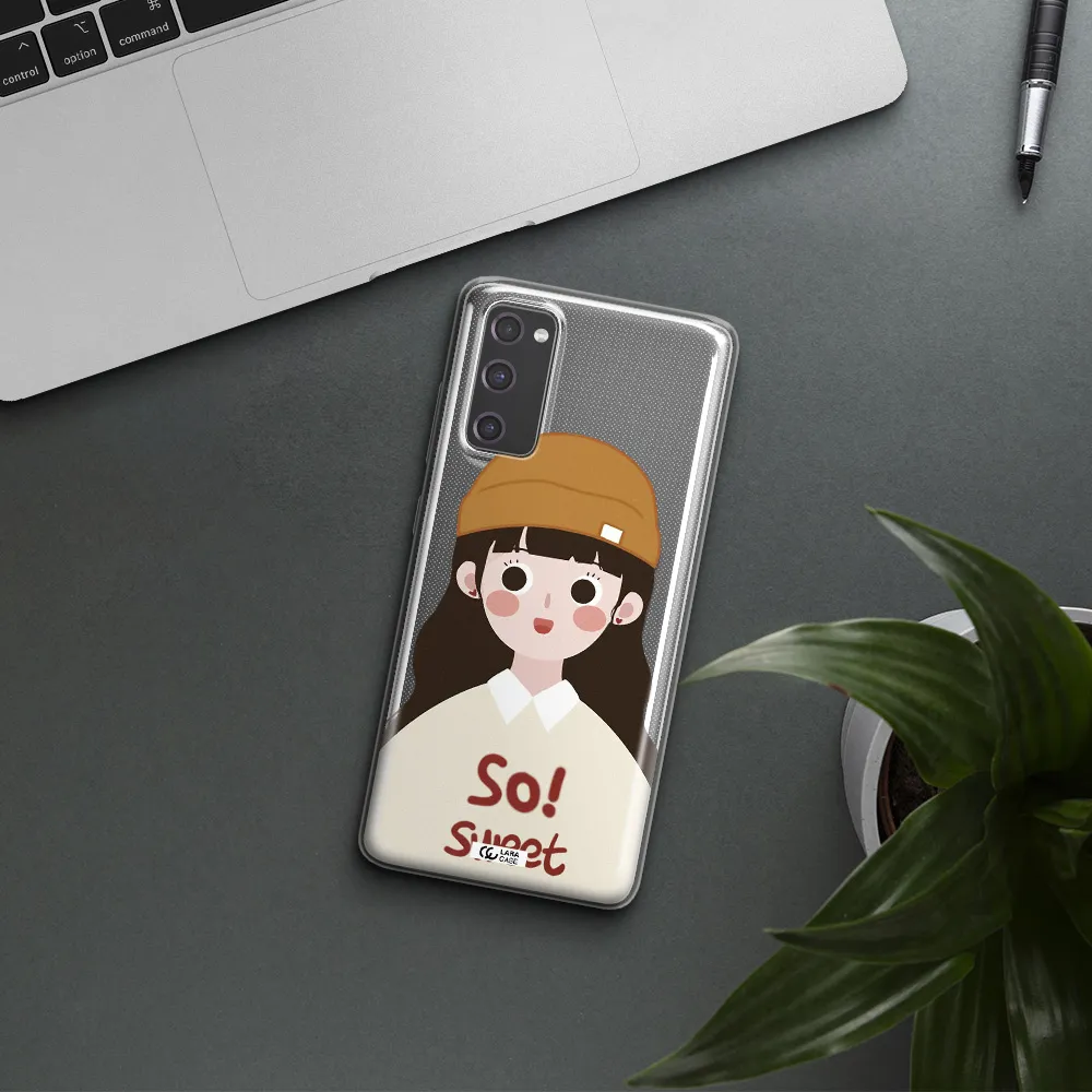 a cartoon of a girl with brown hair Samsung S20 Fe Clear TPU Case