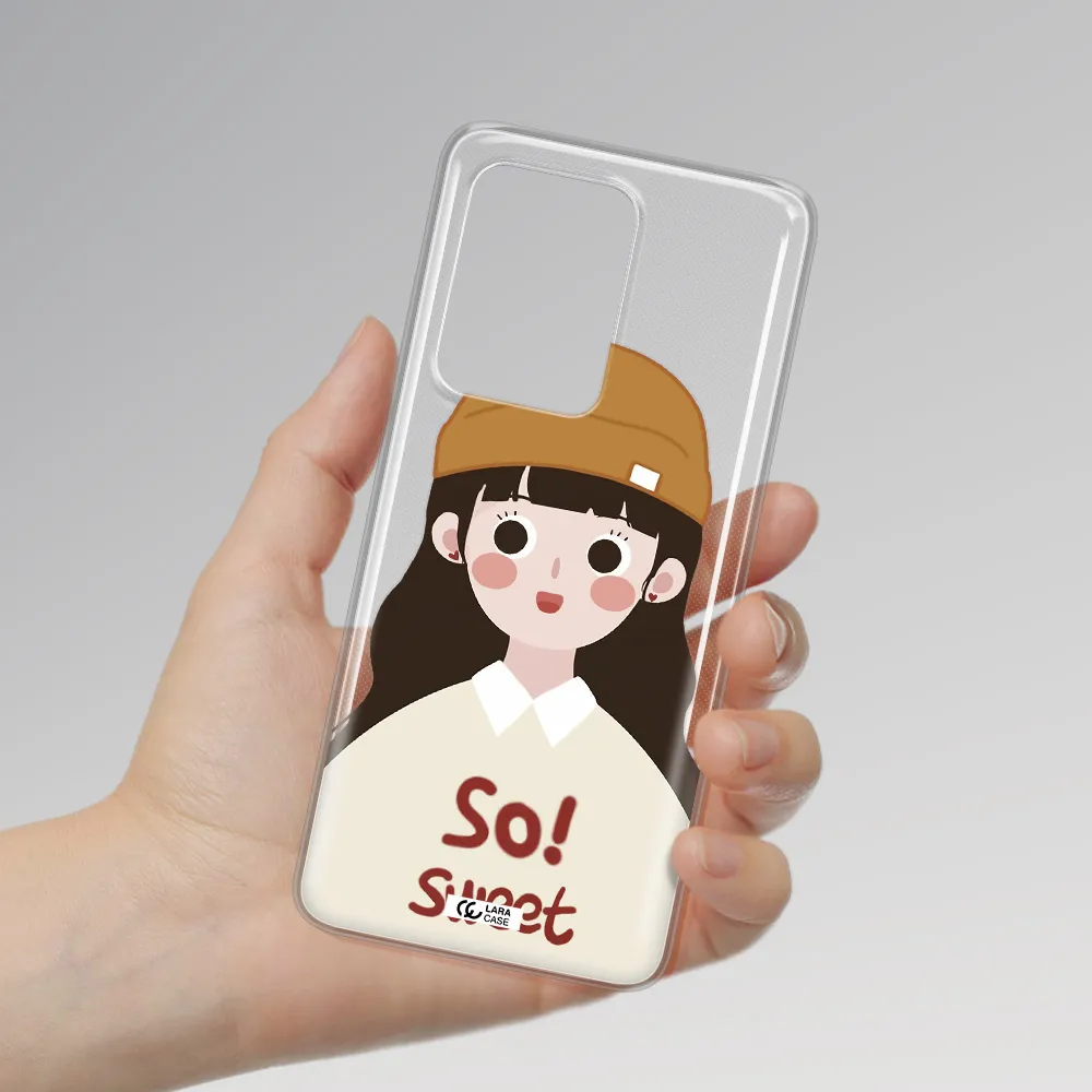 a cartoon of a girl with brown hair Samsung S20 Ultra Clear TPU Case