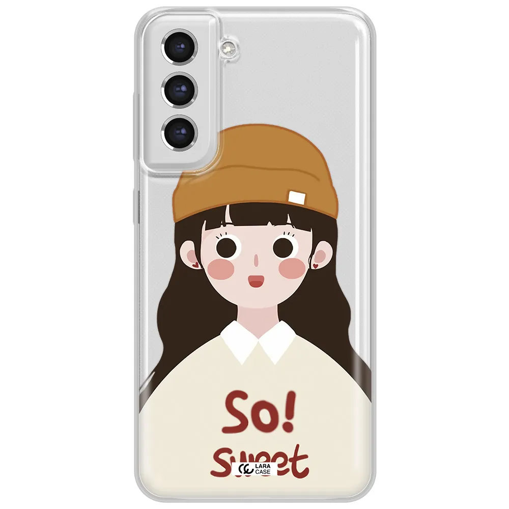 A Cartoon Of A Girl With Brown Hair Samsung S21 Fe Clear Tpu Case