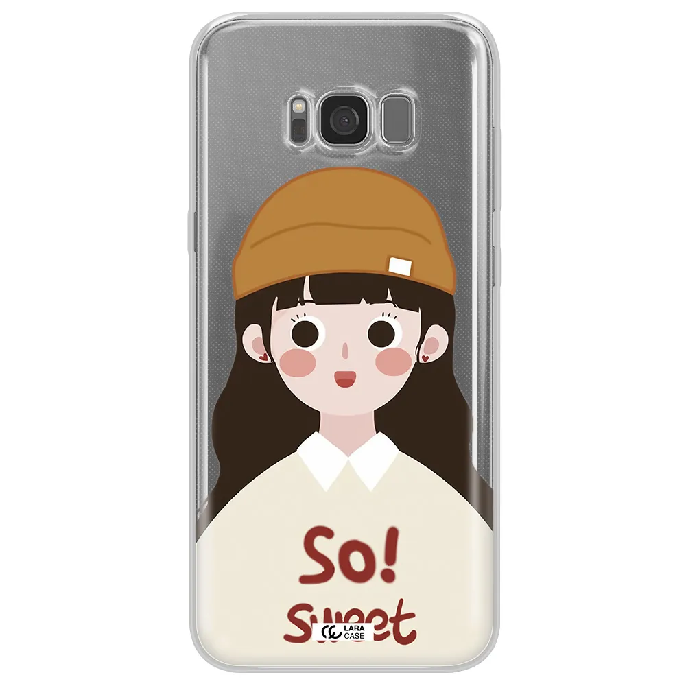 a cartoon of a girl with brown hair Samsung S8 Plus Clear TPU Case