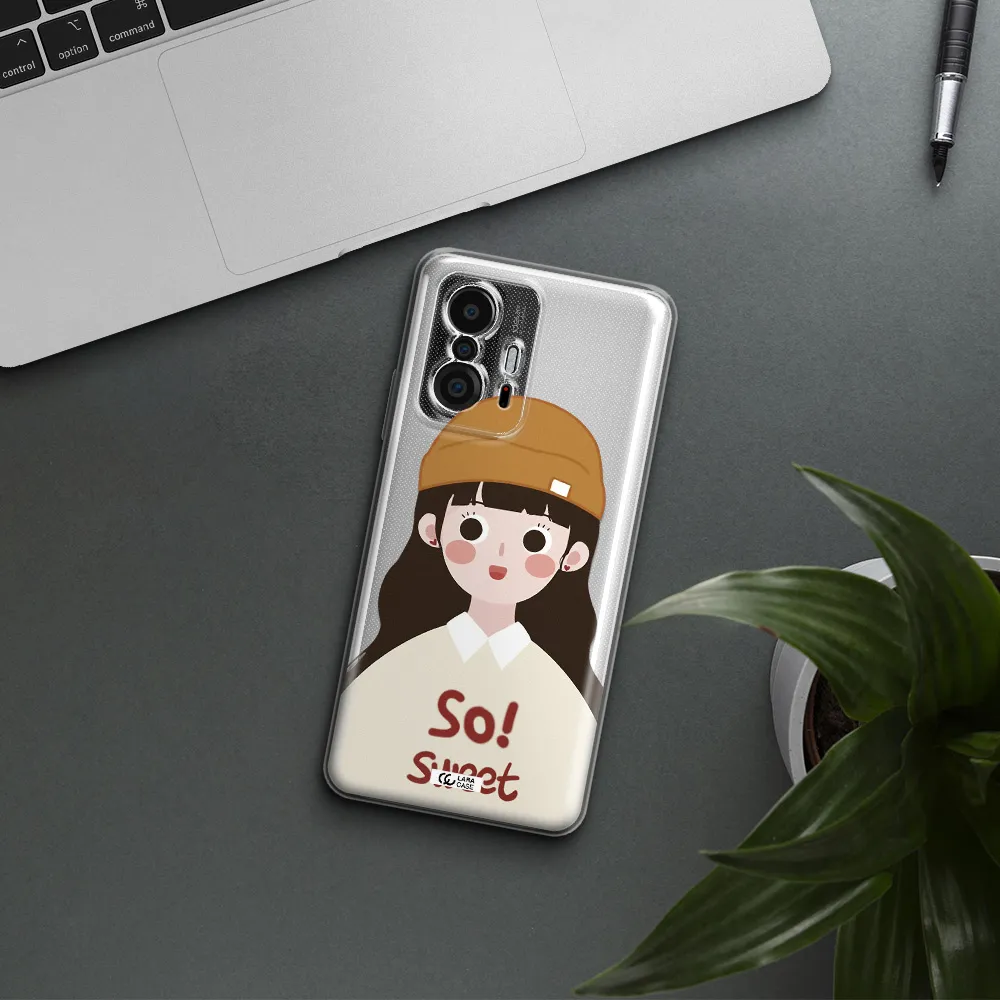 A Cartoon Of A Girl With Brown Hair Xiaomi 11T Clear Tpu Case